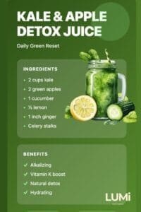 Green Detox Juice With Kale, Cucumber, And Apple