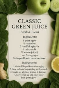 Green Detox Juice With Kale, Cucumber, And Apple
